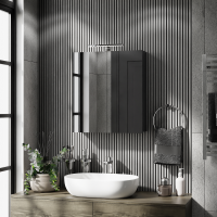 Spiegelschrank Merkur, anthrazit, 60 cm, mit LED-Leuchte...