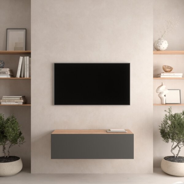 TV Board WEST 100 cm Gold Eiche/Anthrazit