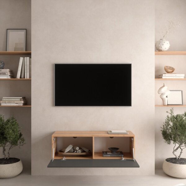 TV Board WEST 100 cm Gold Eiche/Anthrazit