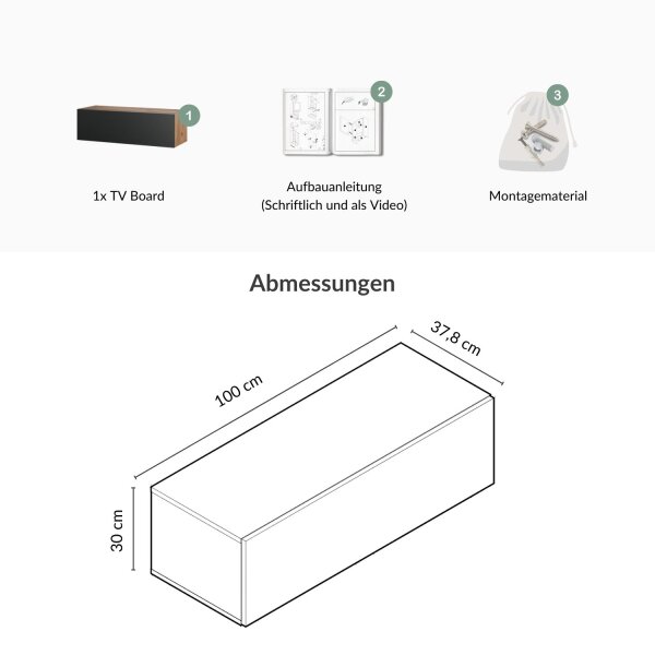 TV Board WEST 100 cm Gold Eiche/Anthrazit
