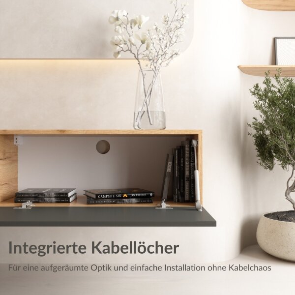 TV Board WEST 100 cm Gold Eiche/Anthrazit