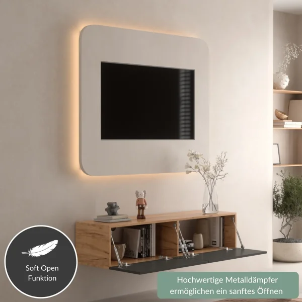 TV Board WEST Gold Eiche / Anthrazit 140 cm
