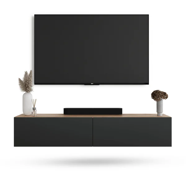 TV Board WEST Gold Eiche / Anthrazit 160 cm