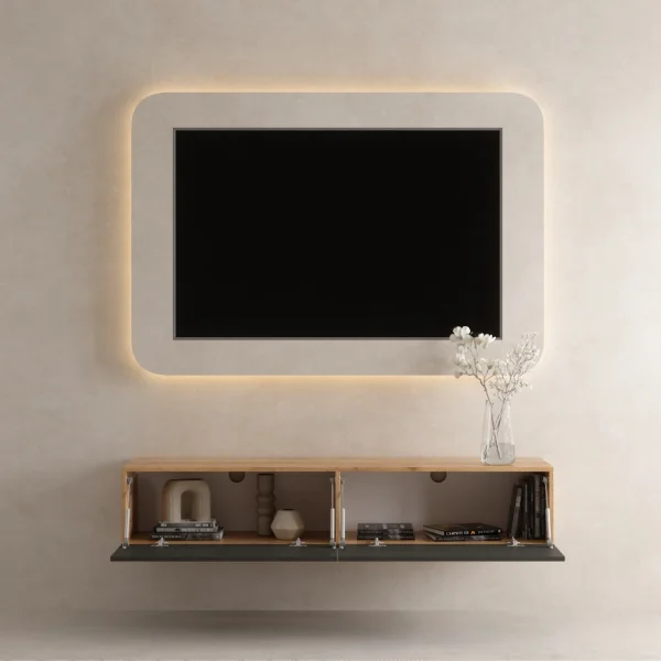 TV Board WEST Gold Eiche / Anthrazit 160 cm
