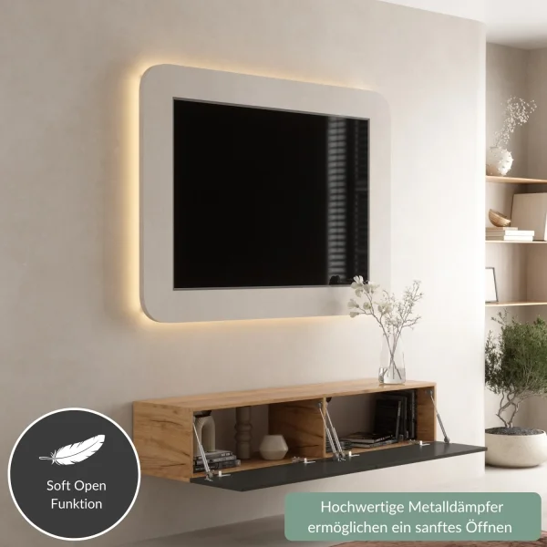TV Board WEST Gold Eiche / Anthrazit 160 cm