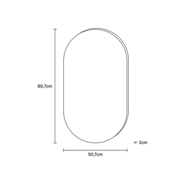 Spiegel oval – 50×90 cm, rahmenlos & ohne LED