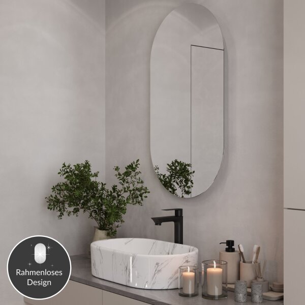 Spiegel oval – 50×90 cm, rahmenlos & ohne LED