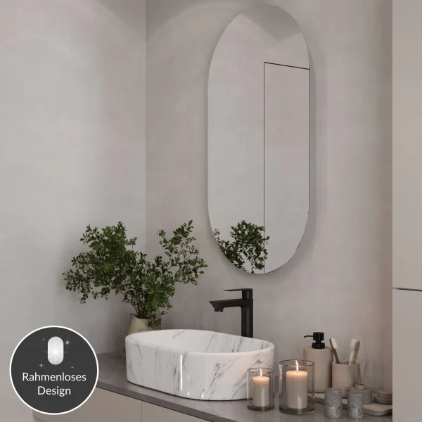 Spiegel oval – 50×90 cm, rahmenlos & ohne LED