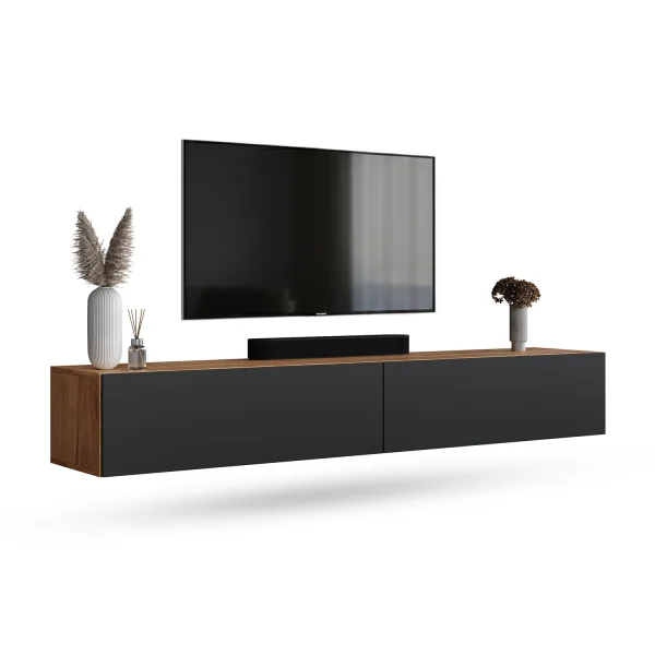 TV Stand WEST Gold Oak / Anthracite 200 cm (2 x 100 cm)