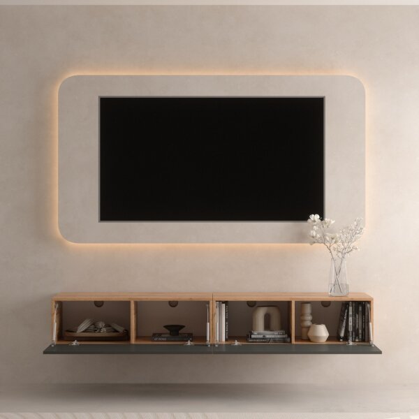 TV Board WEST Gold Eiche / Anthrazit 200 cm (2 x 100 cm)