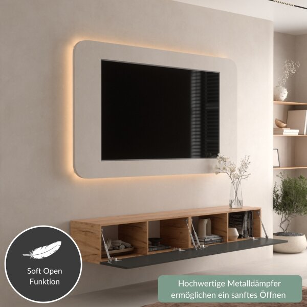 TV Board WEST Gold Eiche / Anthrazit 200 cm (2 x 100 cm)