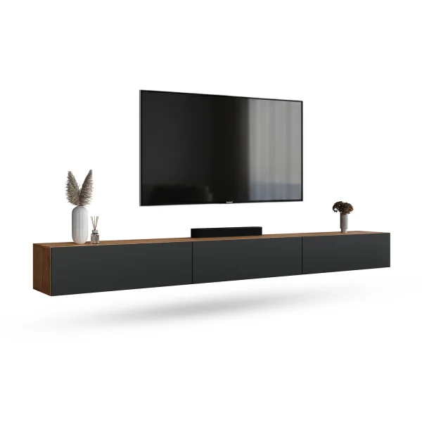 Mueble para TV WEST en roble dorado / antracita, 300 cm (3 x 100 cm)