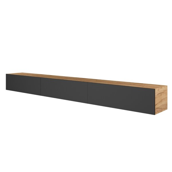 TV Board WEST Gold Eiche / Anthrazit 300 cm (3 x 100 cm)