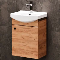 Waschtischunterschrank 45 cm (Gold Eiche) mit Armatur in...