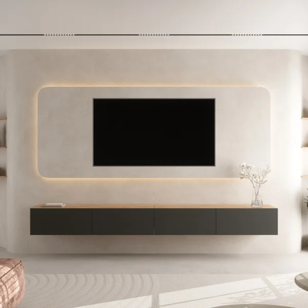 Mueble para TV WEST, roble dorado / antracita, 280 cm (2 x 140 cm)