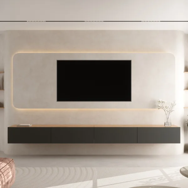 TV Stand WEST Gold Oak / Anthracite 320 cm (2 x 160 cm)