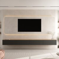 TV Board WEST Gold Eiche / Anthrazit 320 cm (2 x 160 cm)