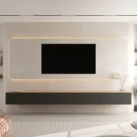 Meuble TV WEST Chêne doré / Anthracite 320...