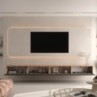 Meuble TV WEST Chêne doré / Anthracite 320...