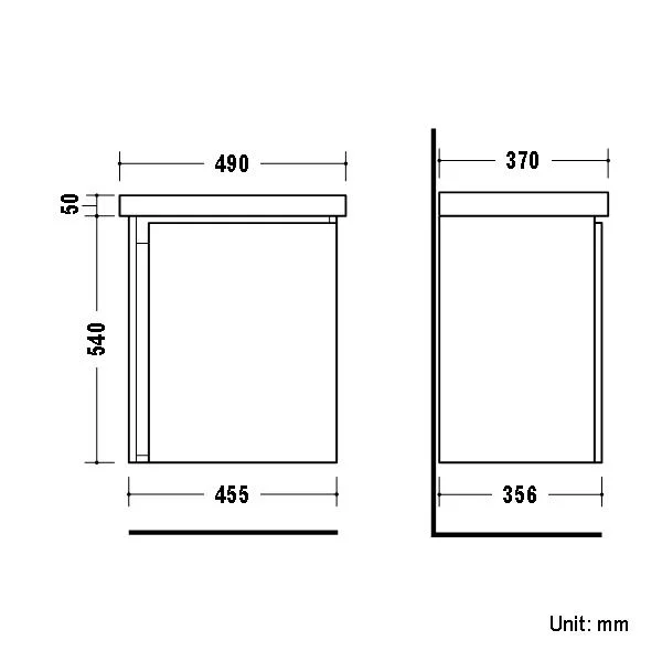 Waschtischunterschrank 50 cm Anthrazit mit Armatur Schwarz