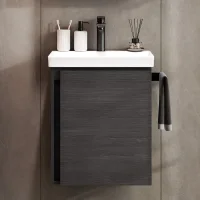 Sink base cabinet 50 cm anthracite with black faucet