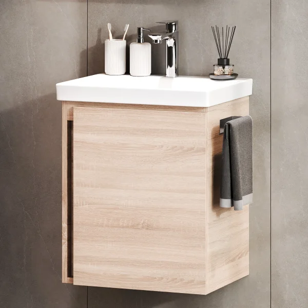 Sink base cabinet 50 cm Sonoma oak with chrome faucet