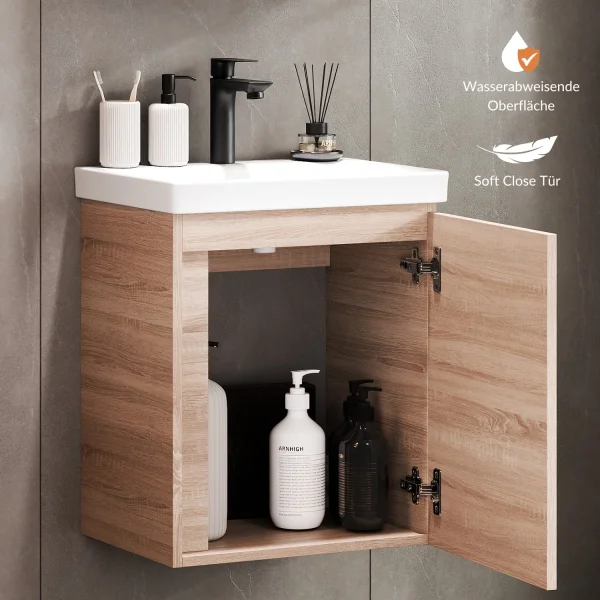 Sink base cabinet 50 cm Sonoma oak with black faucet