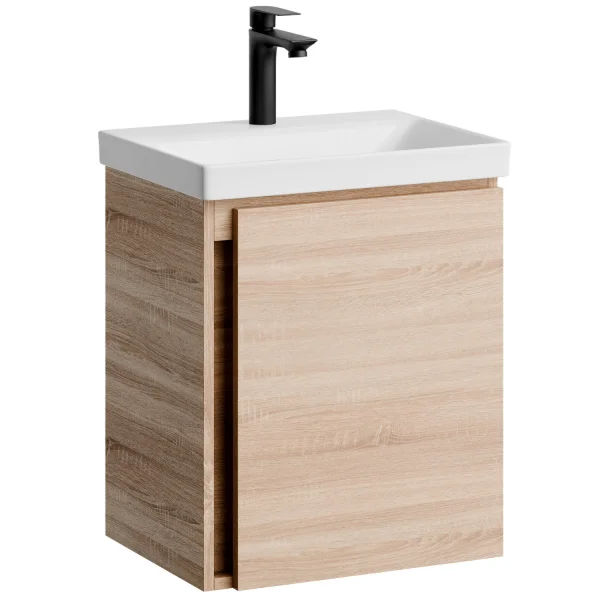 Sink base cabinet 50 cm Sonoma oak with black faucet