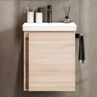 Sink base cabinet 50 cm Sonoma oak with black faucet