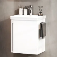 Waschtischunterschrank 50 cm weiß mit Armatur Chrom