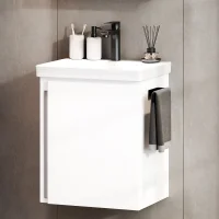 Waschtischunterschrank 50 cm weiß mit Armatur Schwarz