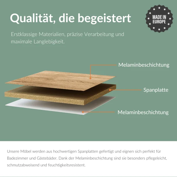 Mobile sottolavabo da 50 cm in rovere dorato con rubinetteria cromata