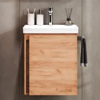 Mobile sottolavabo da 50 cm in rovere dorato con...