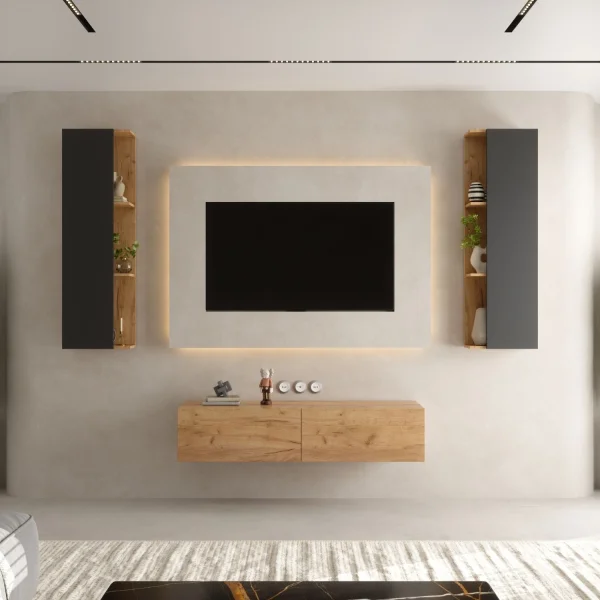 140-cm TV Cabinet Set with 2 Side Cabinets (3-piece set)