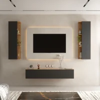 TV Wohnwand (3-teilig) aus 1x TV Board und 2x...