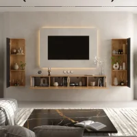 Planetmöbel TV-Lowboard-Set – 200 cm Gold...