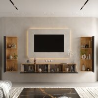 TV Wohnwand – 200 cm Gold Eiche/Anthrazit