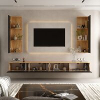 WEST TV Wohnwand – 280 cm Gold Eiche/Anthrazit,...