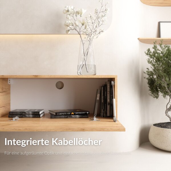 TV Wohnwand (5-teilig) – 300 cm Gold Eiche/Anthrazit