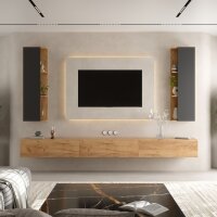TV Wohnwand (5-teilig) – 300 cm Gold Eiche/Anthrazit