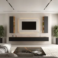 WEST TV-Wohnwand – 300 cm Gold Eiche/Anthrazit, 3x...