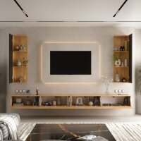 TV Wohnwand Set – 320 cm Gold Eiche/Anthrazit