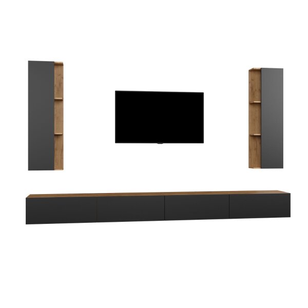 TV-Wohnwand WEST – 320 cm Gold Eiche/Anthrazit