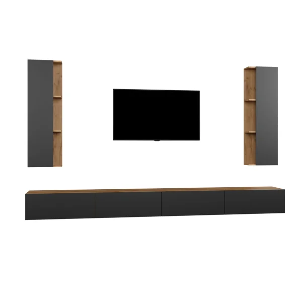 TV-Wohnwand WEST – 320 cm Gold Eiche/Anthrazit