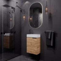 Bathroom furniture set 40cm with mirror gold oak