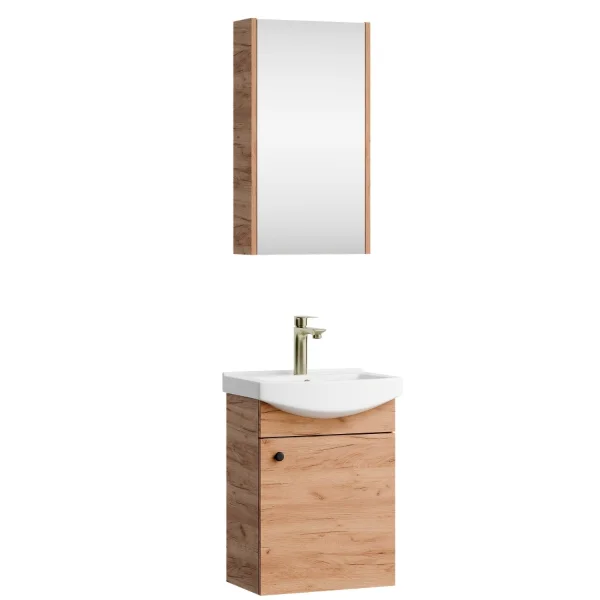 Badmöbel-Set mit Spiegelschrank 45cm Gold Eiche