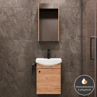 Badmöbel-Set mit Spiegelschrank 45cm Gold Eiche