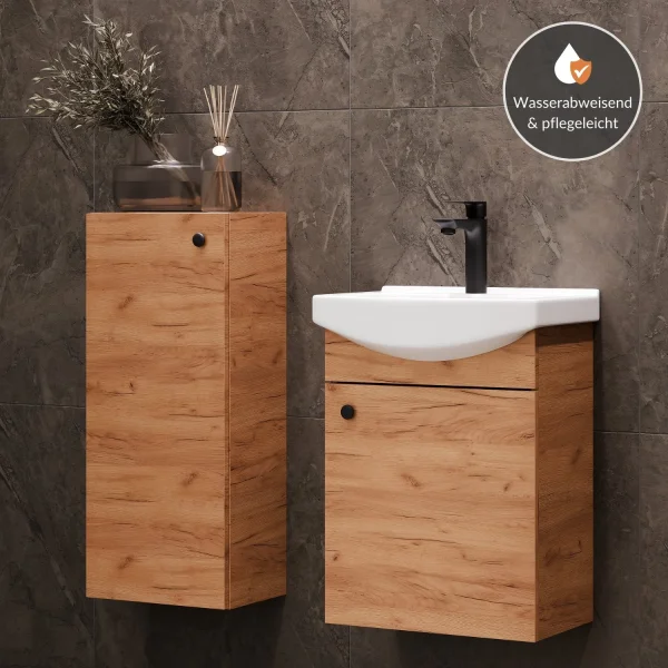Meuble sous-lavabo de 45 cm avec meuble dappoint de 32 cm (chêne doré)