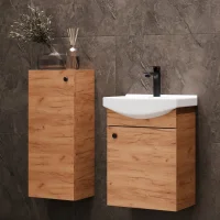 45-cm Vanity Cabinet with 32-cm Mid-Sized Cabinet (Gold Oak)