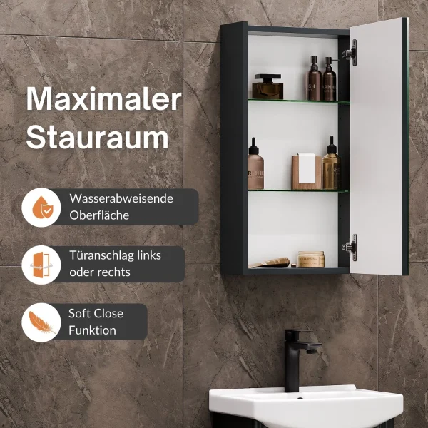 Ensemble de meubles de salle de bains avec armoire de toilette Wega 45 cm, anthracite mat